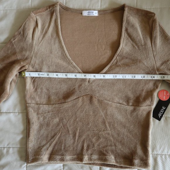 Ardene Light Brown Velour Long Sleeve Crop Top NWT - Picture 3 of 9